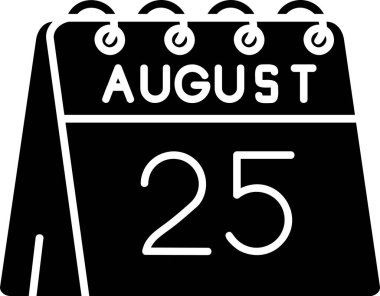 Takvim tasarım tarzında 25 Ağustos ikonu, tarih takvimi. Ağustos takvimi. vektör