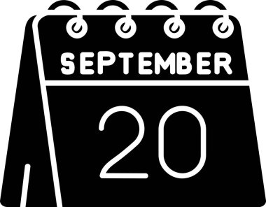 Eylül 'ün 20' si - takvimin takvim simgesi vektör tasarımı, günün tarihi. takvim