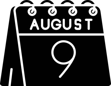 Ağustos takvim vektör simgesi