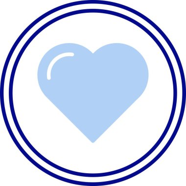 Mavi daireli kalbin vektör simgesi