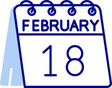 Mavi eğimli 18 Şubat takvimi