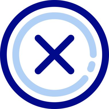 Mavi daire çapraz ve çapraz vektör illüstrasyon simgesi