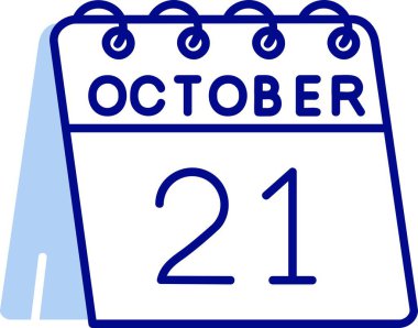 2 Ekim çizgisi ve kabartma biçimine sahip 21 Ekim takvimi