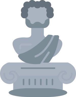 Yunanca sütun simgesi. Web için Yunan sütun vektör simgesinin karikatür çizimi