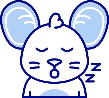 Uyuyan fare simgesi. Beyaz arkaplanda izole edilmiş web tasarımı için ana hatlı uyku vektörü simgesi