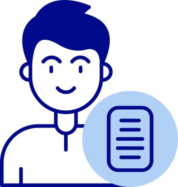 Mavi kitabı olan bir adamın vektör çizimi