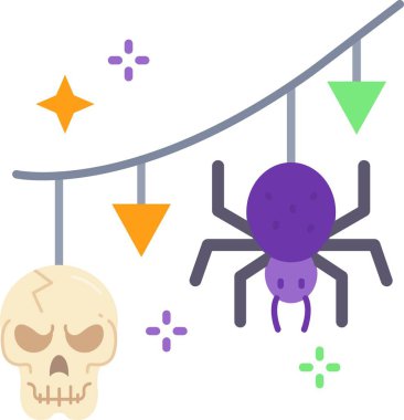 Cadılar Bayramı ve korku ikonu, vektör illüstrasyonu