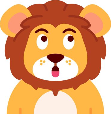 Büyük kafalı aslan, resimli, beyaz arkaplanda vektör..