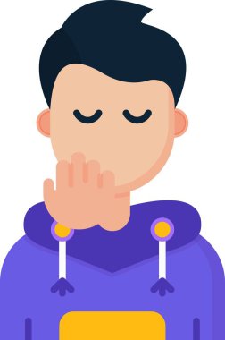 Elleri dua eden genç bir adam. Dua etmenin vektör illüstrasyonu