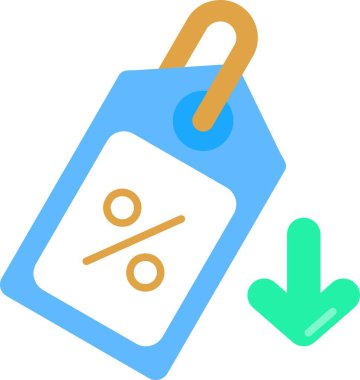 indirimli fiyat etiketi simgesi, düz tasarım biçimi