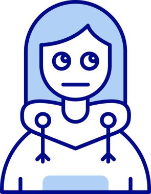 Mavi maskeli ve mavi maskeli bir kadın.