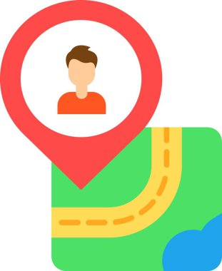 Harita konumu bir taksi simgesi, düz stil