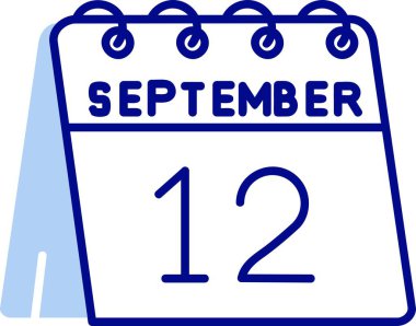 12 Eylül - Gün - Düz stile sahip tek takvim