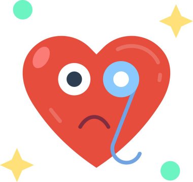 kalp ve yüz ifadesi simgesi, çizgi film tarzı