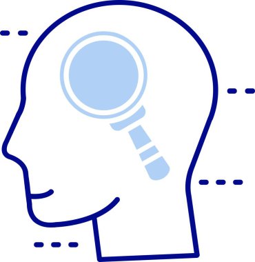 Beyin kafa simgesi. anahat beyin baş vektör rengi düz izole