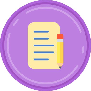 Kalem Düz Çember Vektör Simgesi Tasarımı