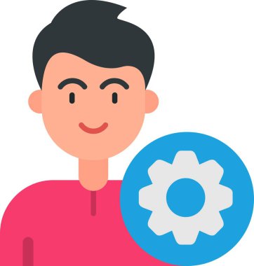 Çiçek simgesi olan avatar adam, vektör illüstrasyonu