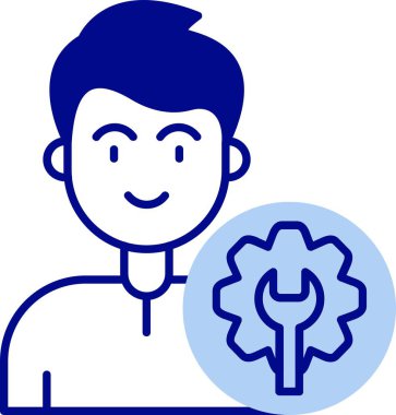 Çiçekli vektör adam ve mavi arka planlı bir kafa.