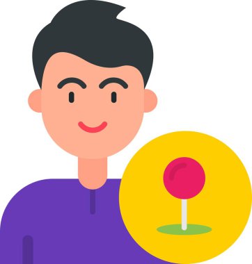 Adam elinde lolipop simgesi, vektör çizimi büyük bir lolipop tutan mutlu bir adam.