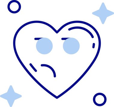 Üzgün ve kızgın yüz, kalp, vektör, illüstrasyon