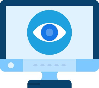 Monitörlü göz. Web simgesi basit illüstrasyon