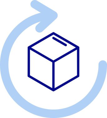 Mavi simgeli bir kutunun vektör illüstrasyonu