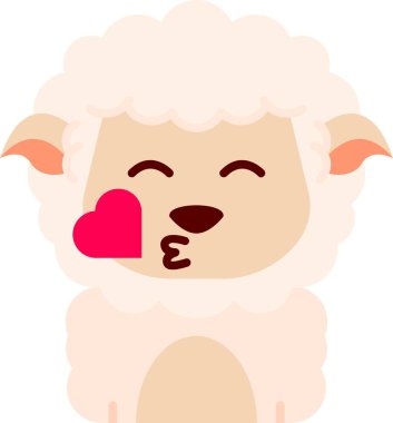 vektör çizgi film karakteri, kırmızı kalpli koyunlar. Aşk ve romantik konsept.