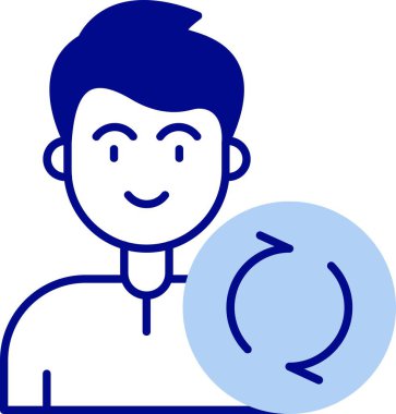 Mavi arka planı olan bir adamın vektör çizimi