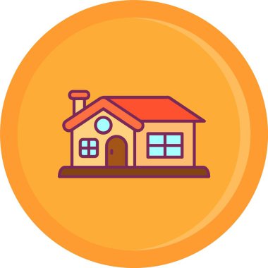 Ev Düz Çember Vektör Simgesi Tasarımı