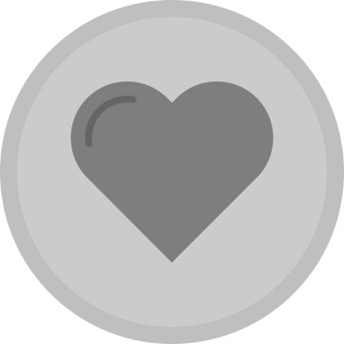 Kalp vektör simgesi. biçim iki renkli düz sembol, gri ve gri renkler, yuvarlak açılar, beyaz arkaplan.