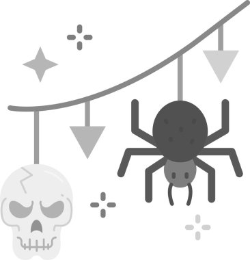 Örümcek ve örümcek ağlı kafatası. Basit resimleme
