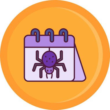 Cadılar Bayramı takvimi simgesi, vektör illüstrasyonu