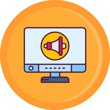 Hoparlör ikonlu laptop. Mikrofonun basit bir çizimi