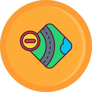 Yol simgesi renk ana hatları vektörü