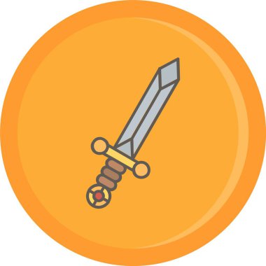 Kılıç ikonlu ortaçağ kalkanı. çizgi film vektörü