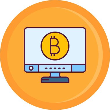 Bitcoin kripto para birimi simgesi, kripto para birimi bağlantılı vektör çizimi