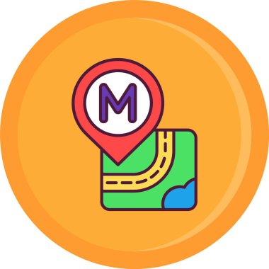 Harita rota simgesi. GPS haritası rota simgesi izole edilmiş web tasarımı izometriği