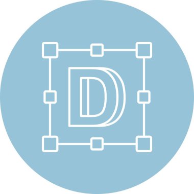 benzersiz harf d vektör çizgisi simgesi