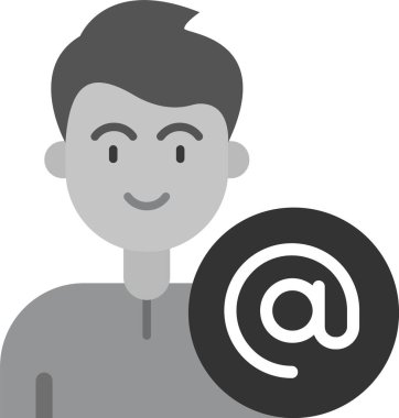 Zarf e-posta simgesi ikon vektör illüstrasyon tasarımına sahip genç adam