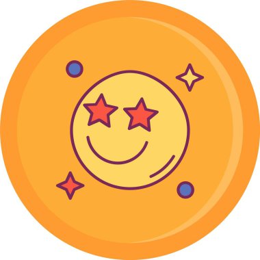 Mutlu emoji simgesi, ana hatlı vektör çizimi