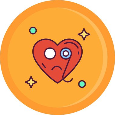 Gözlerinde ifade simgesi olan kalp. üzgün vektör simgesi rengi düz izole edilmiş kalp çizgisi