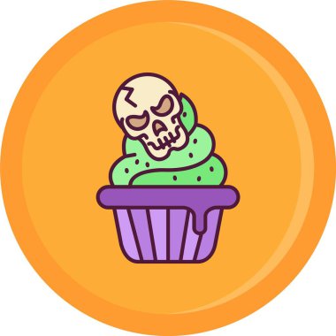 Kafatası olan şirin bir kekin vektör çizimi