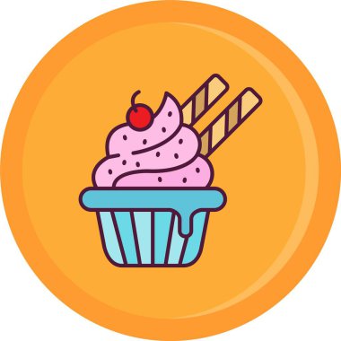 cupcake ikonu vektör illüstrasyonu