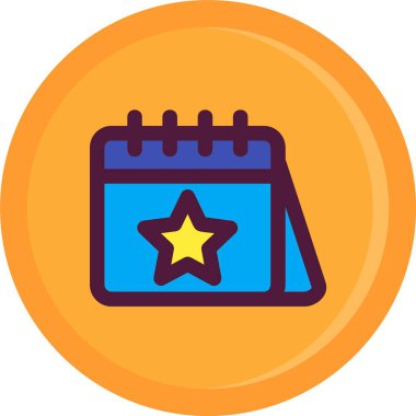 Takvim simgesi renk ana hatlı yıldız