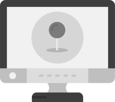 Bilgisayar monitörü simgesi. Web için basit bir bilgisayar izleme vektör simgesi çizimi