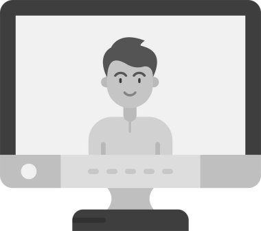 dizüstü bilgisayar kutsal kişilerin resmi, vektör çizim ile adam