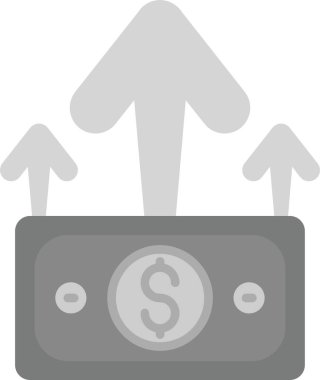 Dolar banknot ikonu. Vektör illüstrasyonu yuvarlak açılı düz ikonik semboldür, gri renk, beyaz arkaplan.