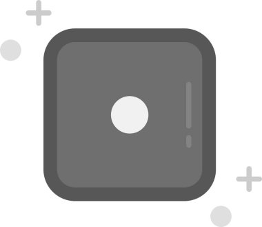 Bir daire düğmesinin gri ve beyaz ikonunun vektör çizimi