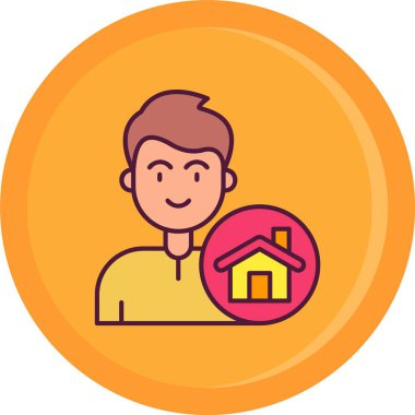 Ev simgesi vektör illüstrasyonuna sahip adam