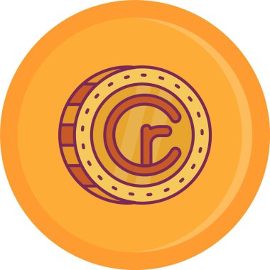 C harfi ikonlu sikke. Beyaz arkaplanda izole edilmiş harf vektör simgesi renginde paranın ana hatları